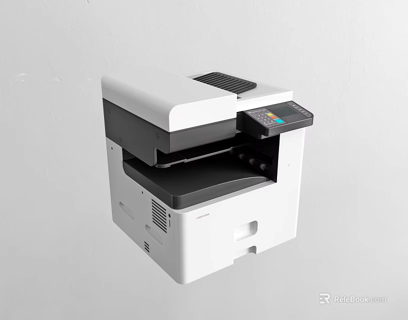 Modern Multifunctional White And Black Office Appliance With Digital Control Panel For Workspace 3d model 