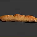 Freshly Baked Golden Baguette With Crispy Crust On Dark Background