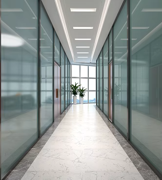 Modern Aisle Office Aisle 3d model