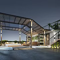 Modern Villa Balcony Design Featuring Glass Roof Stairs Green Plants And Outdoor Sofa