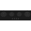 Black Glass Gas Hob With Four Burners For Modern Kitchen Appliance