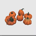Fresh Ripe Orange Pumpkins With Green Stems Arranged On Purple Background
