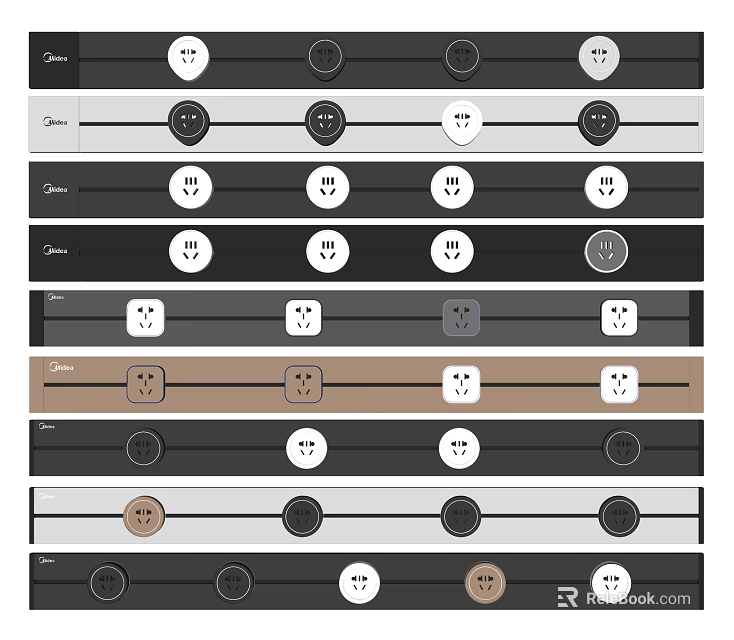 Modern Home Switch Panels With Black White Brown Colors And Sleek Design 3d model 