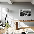 Modern Apartment Interior With Large Windows And Light Blue Sofa