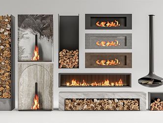 Modern Fireplace Combo 3d model