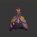 Decorative Household Item With Black Top Yellow Main Body And Intricate Pink Patterns