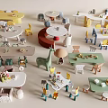 Children's Table and Chair Combination Lego Toy Table 3d model
