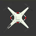 White Quad Drone With Black Propellers And Red Landing Gear Modern Design