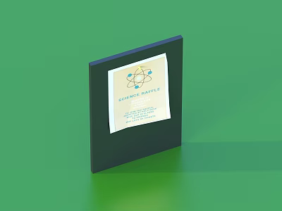 Black Square Notebook With Science Notes Text And Atomic Model Design 3d model