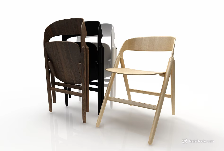 Wooden Leisure Chairs with Modern Simple Design and Three Different Colors 3d model 