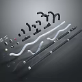 Assorted Pipes and Fittings Collection Featuring Curved and Straight Tube Shapes