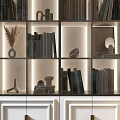 Modern Bookshelf With Glass Doors LED Lighting And Decorative Items For Home