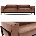 Modern Brown Leather Two Seater Sofa With Solid Wooden Frame And Comfortable Design 3d model