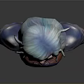 Woman With Light Blue Short Hair Wearing Blue And Orange Detailed Armor 3D Character Model