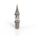 Gothic Architecture Tower With Spire Arched Details And Multi Level Structure 3d model