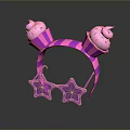 Pink And Purple Animal Ear Headband With Cupcake Decorations And Star Shaped Glasses