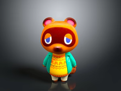 Cartoon Raccoon Character With Blue Eyes Green Cardigan Yellow Sweater With Patterns And Yellow Pants 3d model