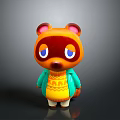 Cartoon Raccoon Character With Blue Eyes Green Cardigan Yellow Sweater With Patterns And Yellow Pants