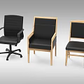 Set of Modern Leisure Chairs With Wooden Frame And Black Cushion Design