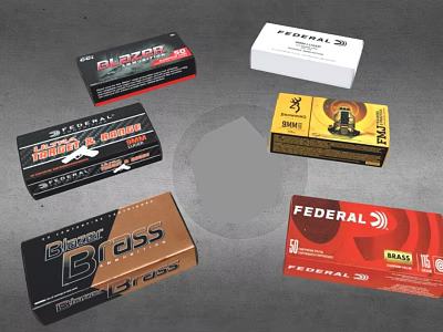 Various Brand Ammunition Boxes Including Federal Estate And Big Bass Shotshell 3d model