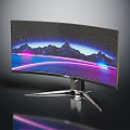 Curved Electronic Monitor With High Definition Display And Sleek Metal Stand