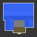 Cartoon Style Two Story House With Yellow Exterior Blue Roof Balcony And White Windows