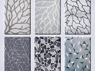 Modern Square Rugs With Abstract Geometric Patterns In Neutral Tones For Home Decor 3d model