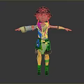 Adventurous Woman Blue Hat Top Shorts Orange Socks Brown Boots Arm Bandages Waist Tool Bag