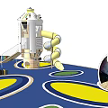 Colorful Kids Play Area With Tower Structure Multiple Slides And Circular Floor Patterns 3d model