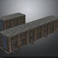Industrial Red Brick Buildings With Gray Roof And Multiple Rectangular Windows 3d model