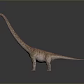 3D Rendered Sauropod Dinosaur with Long Neck and Textured Skin Standing on Gray Background