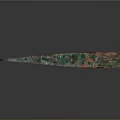 Rusty Metal Blade Axe With Green Handle And Metal Connection Part
