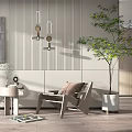 Modern leisure table and chair combination leisure chair combination 3d model