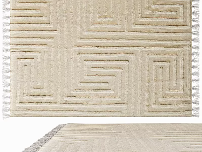 Stylish Rug With Geometric Patterns And Fringes 3d model