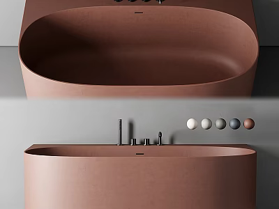 Modern Minimalist Terracotta Bathtub Design With Sleek Faucet And Color Options 3d model
