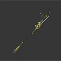 Decorative Fantasy Spear Weapon With Golden Dragon Design Black Green Shaft And Ornate Head