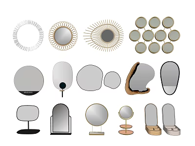 Diverse Mirrors Featuring Different Shapes Decorative Frames and Modern Designs for Home Decor 3d model