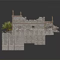 Ancient Architectural Ruins With Broken Walls Green Plants And Structural Remains