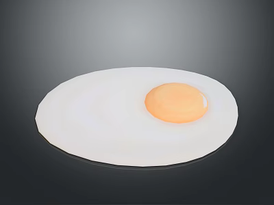 Sunny Side Up Fried Egg With Golden Yolk On White Plate 3d model