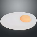 Sunny Side Up Fried Egg With Golden Yolk On White Plate
