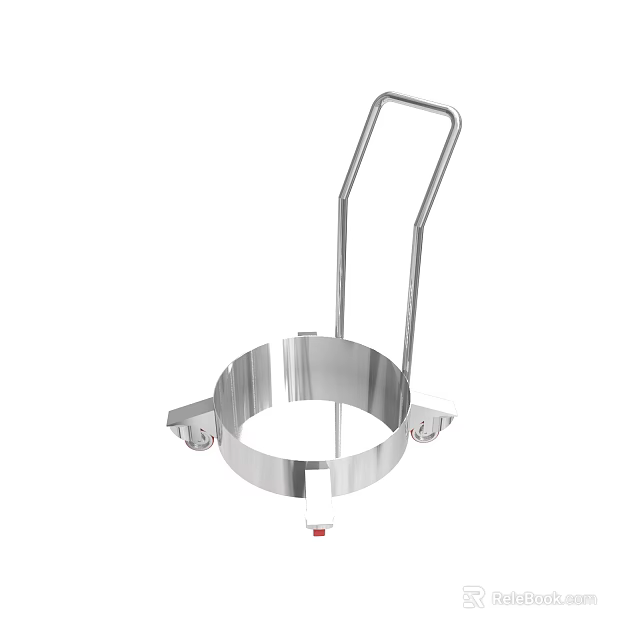 Stainless Steel Ring Shaped Equipment With Handle And Fixed Base Clamps 3d model 