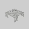Modern Marble Coffee Table With Veined Surface And Square Block Legs