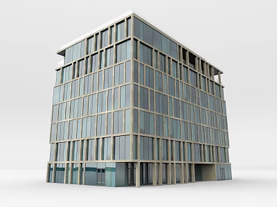 Modern Office Building With Glass Facade And Contemporary Exterior Design 3d model