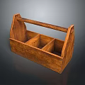 Wooden Hardware Tool Box With Divided Compartments And Sturdy Handle 3d model