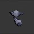 Two Blue Purple Pigeons With Pink Feet 3D Model On Dark Background With Reflection