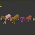 Colorful Low Poly Animal Models Featuring Lion Tiger Zebra Cheetah And Small Fox