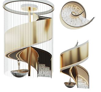 Light Luxury Revolving Staircase 3d model