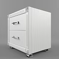 Elegant Modern Gray Bedside Table With Two Drawers And Metal Handles