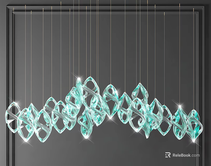 Modern Crystal Chandelier With Geometric Transparent Glass Hanging Design And Lighting Effect 3d model 