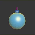Blue Christmas Ornament with Silver Top Hook on Black Background and Shiny Reflection